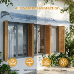 Awning for Door Entrance Window, 38x120 Inch Window Canopy Exterior, UV Rain Snow Protection for House Porch Patio Deck, Gray Bracket & Gray Blue Board - Image 5
