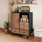Mid-Century Modern 4-Drawer Sideboard Buffet Cabinet with Storage - Black - Image 2