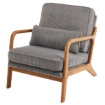 Low Arm Accent Chair - Light Gray Corduroy Upholstered Indoor Lounge Chair, Compact Single Seater with Sturdy Frame (330LBS Weight Capacity) - Image 10