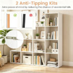 White Stepped 10-Cube Open Bookshelf 4-Tier Engineered Wood Storage Display Rack with Anti-Tipping Kits, Freestanding Book Organizer for Living Room Bedroom Hallway Office - Image 10
