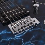 Lightning Style Electric Guitar with Power Cord/Strap/Bag/Plectrums Black & White - Image 13