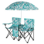 Portable Outdoor 2-Seat Folding Chair with Removable Sun Umbrella Pineapple - Image 12
