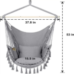 Pillow Tassel Hanging Chair Light Gray - Image 3