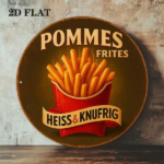 CIFbuy Vintage Pommes Frites Aluminum Sign 8x8 Inch Round French Kitchen Decor, Retro Cafe Bar Restaurant Wall Art, 2D Flat Metal Plaqu TikTok, TikTok, cor, Self-pickup Logiopics - Image 5