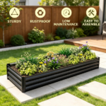 95" x 36" x 12" Black Galvanized Raised Garden Bed – Easy Assembly Planter for Growing Flowers, Herbs, Succulents Black - Image 4