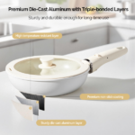 22-Piece Non-Stick Cookware Set, 6 Pots & 3 Lids, Removable Handles, Oven & Dishwasher Safe, Includes 28cm Soup Pot, Cream White Aluminum - Image 9