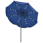 10 Ft Solar Powered Patio Umbrella with 24 LED Lights, Beige Outdoor Market Umbrella - Image 3