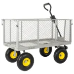 3-in-1 Oversized Steel Garden Cart , 880lbs Pullable Mesh Metal Garden Cart, All-Terrain Utility Cart with Removable Liner & Side Panels & Mesh Tray for Outdoor Lawn, Patio and Landscaping, Gray - Image 9
