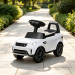 White 2-in-1 6V Battery-Powered Electric Ride-on Car with Sliding Mechanism Headlights Music Horn for Kids