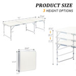 180 x 60 x 70cm Aluminum Alloy Folding Table White - Image 28