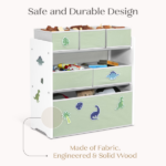 Design & Store 6 Bin Toy Storage Organizer with Interchangeable Patches, Green/Pink - Image 3