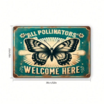 CIFbuy 1pc Vintage Garden Sign "All Pollinators Are Welcome Here", Retro Iron Metal Tin Sign, Rustic Farmhouse Indoor Outdoor Yard Deco TikTok, TikTok, etal Tin Sign Self-pickup Logiopics - Image 3