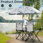 Portable Outdoor 2-Seat Folding Chair with Removable Sun Umbrella Coconut Tree - Image 6