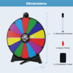 24" Spinning Prize Wheel with Foldable Stand Stand-Up & Tabletop Fortune Wheel - Multicolor - Image 4
