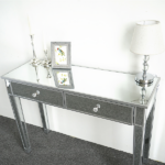 2-Drawer Modern Style Computer Desk MDF Mirror Dressing Table 41.34*14.17*29.92in Silver - Image 14