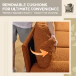 U-Shaped Convertible Sectional Sofa with 2 Chaise Lounges, 4-Seater Modular Couch with Removable & Washable Chenille Covers, 111.4" L x 48.4" D x 33.1" H L-Shaped Couches for Living Room Apartment, Heavy Duty Plastic Legs, Burnt Orange - Image 9