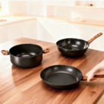 17-Piece Aluminum Cookware Set, Black Non-Stick Pots and Pans Set with Assembled Handles - 5 Pots & 2 Lids, Compatible with Induction, Gas, Electric Stoves, Perfect for Home Kitchen Use​ - Image 5