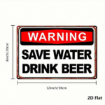 CIFbuy Vintage Metal Sign Save Water Drink Beer Funny Quote Plaque Waterproof Rustproof 8x12 Inch 2D Flat Wall Art For Bathroom Man Cav TikTok, TikTok, Cav Self-pickup Logiopics - Image 2
