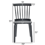 Windsor Dining Chairs Set of 2,Wood Farmhouse Spindle Back, Widen Seat, Mid-Century Modern French Country Style, for Living Room Restaurant, Black - Image 5