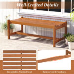 44" Teak Oil Hardwood Backless Outdoor Bench, 530 LBS Load Capacity Patio Dining Bench - Image 6