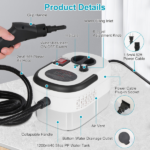 Multi-Surface Steam Cleaning Machine 6 Steam Output Settings Complete Accessory Kit Nylon Steel Brushes Glass Scraper Extension Wand, 1200ml Water Tank Fold Carry Handle for Home Car Cleaning - Image 4