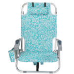 1 PCS Aluminum Beach Chair, 8.5 Inch Seat Height Teal Tribal Pattern, Adjustable Folding Chair with Headrest, Shoulder Strap, 2-in-1 Cup Holder Side Pocket, Back Cooler Bag, Integrated Oxford Fabric with Crossbar, 5 Positions Reclining Lounger, 63x109x84cm, Load Capacity 120KG - Image 8