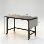 Mobile Rolling Computer Desk 48 Inch, Heavy Duty Metal Frame Home Office Desk with Storage Bag Hooks Lockable Wheels for Bedroom Dorm - Image 10