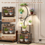 Plant Stand Indoor with Grow Lights - 62" Tall Plant Shelf, Lighted Corner Plant Stands for Indoor Growing, 8 Tiered Large Flower Holder, S-Shaped Decorative Rack for Living Room (WALNUT COLOR) - Image 4