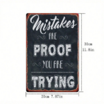 CIFbuy Vintage Metal Wall Art 8x12 Inch, Inspirational Quote Iron Sign, 2D Flat Blackboard Style Home Decor, Mistakes Are Proof You Are TikTok, TikTok, Are Self-pickup Logiopics - Image 2