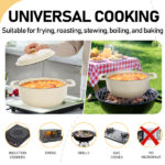 Cast iron 5QT cooking pot - ceramic white - comes with two silicone gloves - Enamel pot - Image 10
