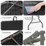 6 ft Rectangular Black Plastic Folding (Shipment from Walmart) - Image 4