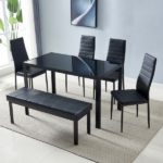 4pcs Elegant Assembled Stripping Texture High Backrest Dining Chairs Black Replace encoding 13028198-18410366 - Image 140