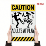 CIFbuy Funny Vintage Metal Wall Sign 8x12 Inch, CAUTION ADULTS AT PLAY Humorous Silhouette Iron Plaque, Retro 2D Flat Wall Art Decor, N TikTok, TikTok, Silhouette Iron Plaque, Retro 2D Flat Wall Art Decor Self-pickup Logiopics - Image 4
