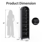 8-Tier Arched Dome Display Rack Particleboard Melamine-Faced Bookshelf 15.75*11.81*70in Black - Image 5