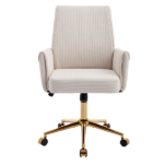Mid-back liftable office chair, striped fabric, and ergonomically designed, is an excellent choice for working, studying or relaxing. The mid-back design provides a better sitting experience,White - Image 4