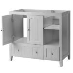 Grey MDF Lacquered Double Door & 2-Drawer Bathroom Vanity Cabinet with Decorative Molding - 91x46x82cm - Image 4