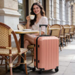 ABS Trolley Case 20in 24in 28in 3PCS Suitcase Set Vertical Striped Frosted Case Suitcase Rose Gold - Image 5