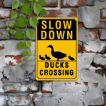CIFbuy Vintage | Slow Down Ducks Crossing 1PC Metal Tin Sign 8*12In 20*30CM 2D Flat Wall Plaque Waterproof Rustproof Easy Mount Eye-Cat TikTok, TikTok, -Cat Self-pickup Logiopics - Image 2