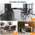 2 Pack Stackable Conference Room Chairs with Wheels, Folding Office Chair with Rebound Back, Padded Seat for Training Room, Guest, Reception, Event, Capacity 350lbs, Black - Image 6