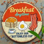 CIFbuy 1Pc Vintage Rustic Retro Metal Wall Sign 8x8Inch Bacon Eggs Pancakes Breakfast Pattern Durable 2D Flat Art Decor Sign For Home K TikTok, TikTok, me K Self-pickup Logiopics - Image 3