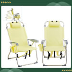 63*70*99cm Heightened Oxford Cloth Silver White Aluminum Tube Bearing 100kg Beach Chair Yellow - Image 13