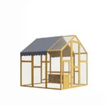 Yellow Large Wooden Chicken Run, for 6-8 Chickens, Waterproof & Anti-UV Cover for Backyard Farm - Image 2