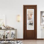 Non Full Mirror Wooden Wall Mounted 4-Layer Shelf, 2 Drawers, 8 Blue LED Lights, Jewelry Storage Mirror Cabinet - White - Image 12