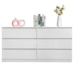 6 Drawer Double Dresser for Bedroom, Wide Storage Cabinet for Living Room Home Entryway, White - Image 5