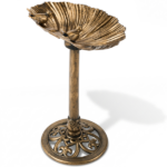 50*36*81cm Antique Bronze Resin Bird Bath With Shell Edge & 1.4W Solar Fountain - Image 6