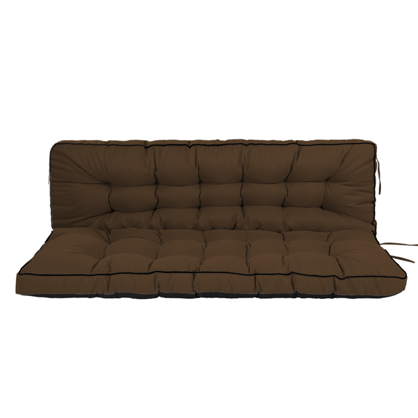 Outdoor Swing Cushions 55 Inch, Waterproof 4" Thick Porch Swing Cushion Replacement with Backrest and Ties, Comfortable 2-3 Seat Pation Swing Pad for Backyard, Garden, Lawn, Outdoor Furniture coffee