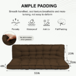 Outdoor Swing Cushions 55 Inch, Waterproof 4" Thick Porch Swing Cushion Replacement with Backrest and Ties, Comfortable 2-3 Seat Pation Swing Pad for Backyard, Garden, Lawn, Outdoor Furniture coffee - Image 4