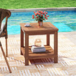 Versatile 2-Tier Wooden Side Table, Easy Assembly Nightstand for Garden Living Room Poolside - Image 2