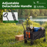 Collapsible Folding Wagon, Heavy Large Capacity Garden Wagon, Big Bucket Beach Cart with Multi-Terrain Brake Wheels for Outdoor Camping, Shopping, 28.7" X 18.7" X 35.4" Black (Shipment from Walmart) - Image 5