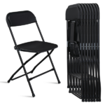 6pcs Injection Molding Classic Garden Plastic Folding Chair Black - Image 16
